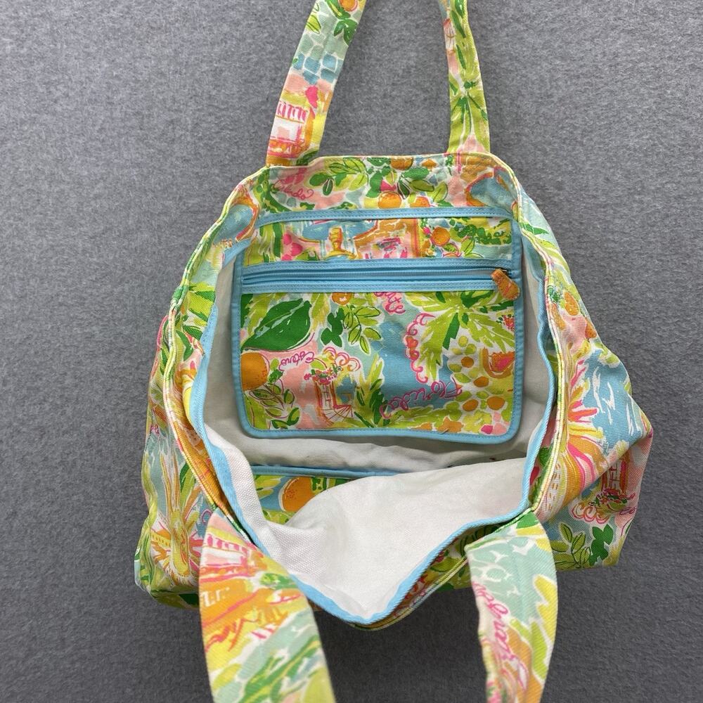 Lilly Pulitzer Sunshine State Palm Beach Tote Canvas Key Largo Large Bag Florida - Picture 3 of 11